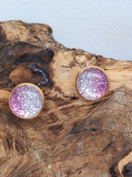 Roosa sädelus – glitterkõrvarõngad